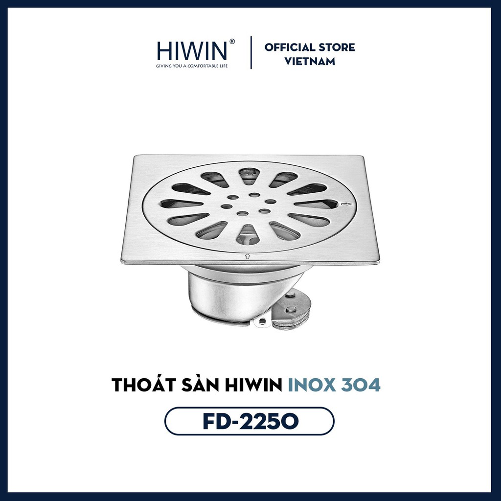 Thoát sàn thoát nước nhanh inox 304 mặt gương Hiwin FD-2250