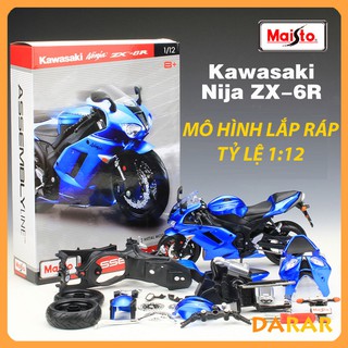 MÔ HÌNH LẮP RÁP xe Moto KAWASAKI ZX-6R BLUE | Maisto tỷ lệ 1:12