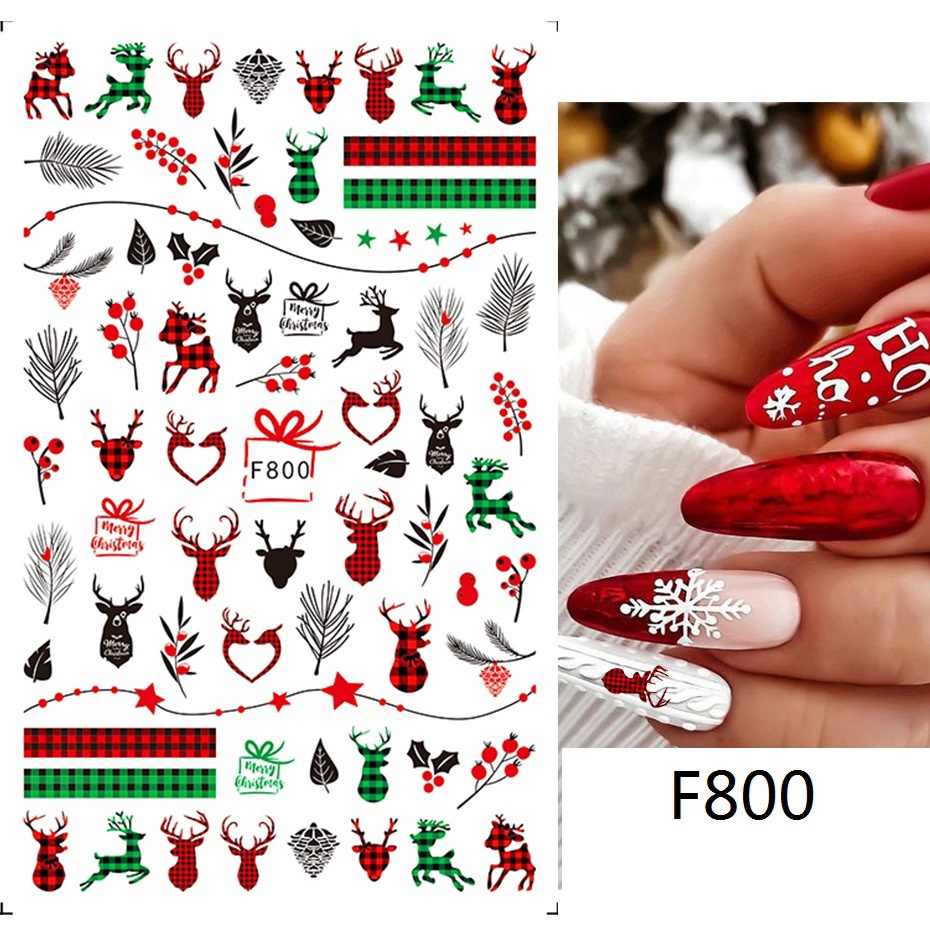 Nhãn Dán Trang Trí Móng Tay 3D Họa Tiết Giáng Sinh Hoạt Hình