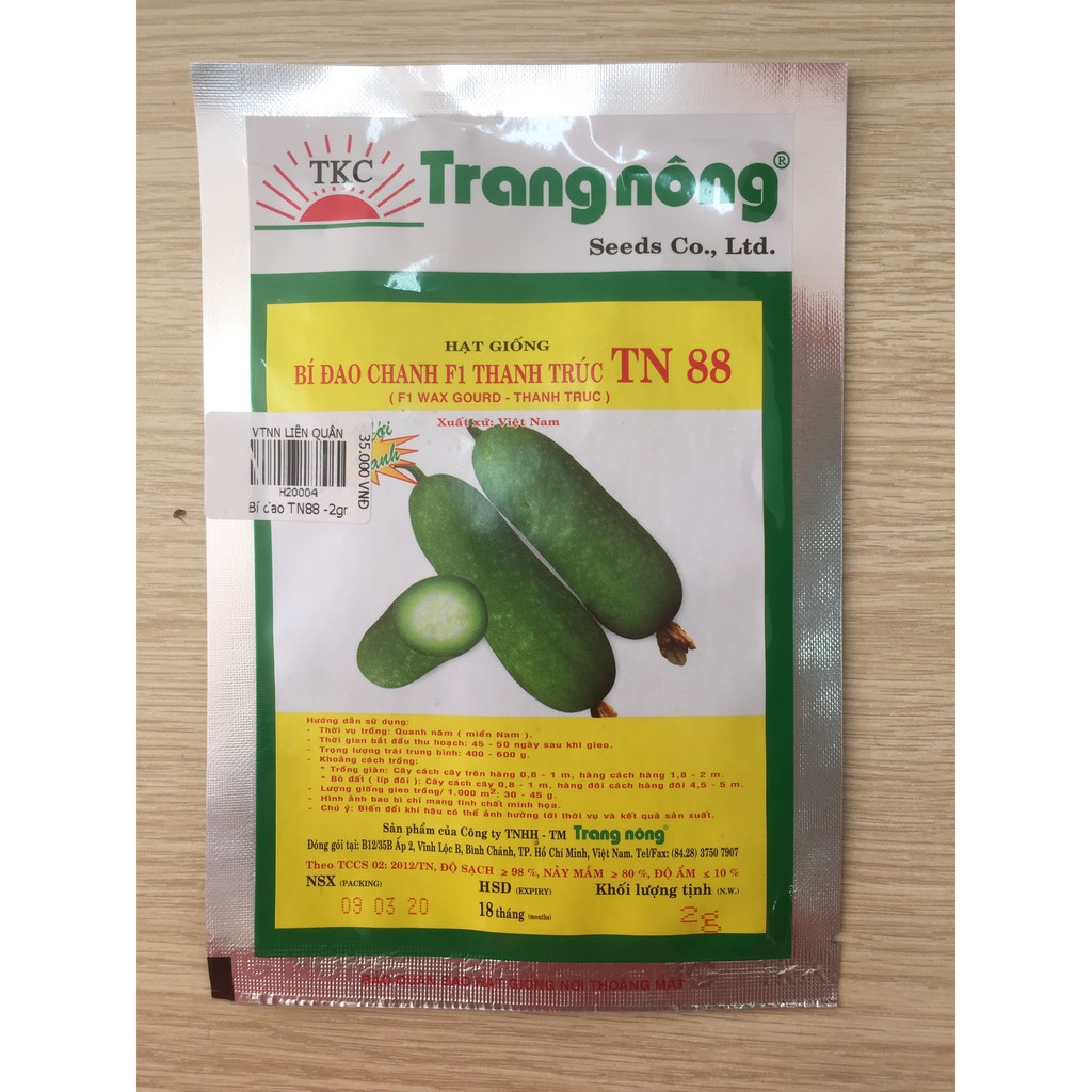 Hạt Giống Bí Đao Chanh F1 Thanh Trúc TN 88 - 2 g ( Trang Nông )