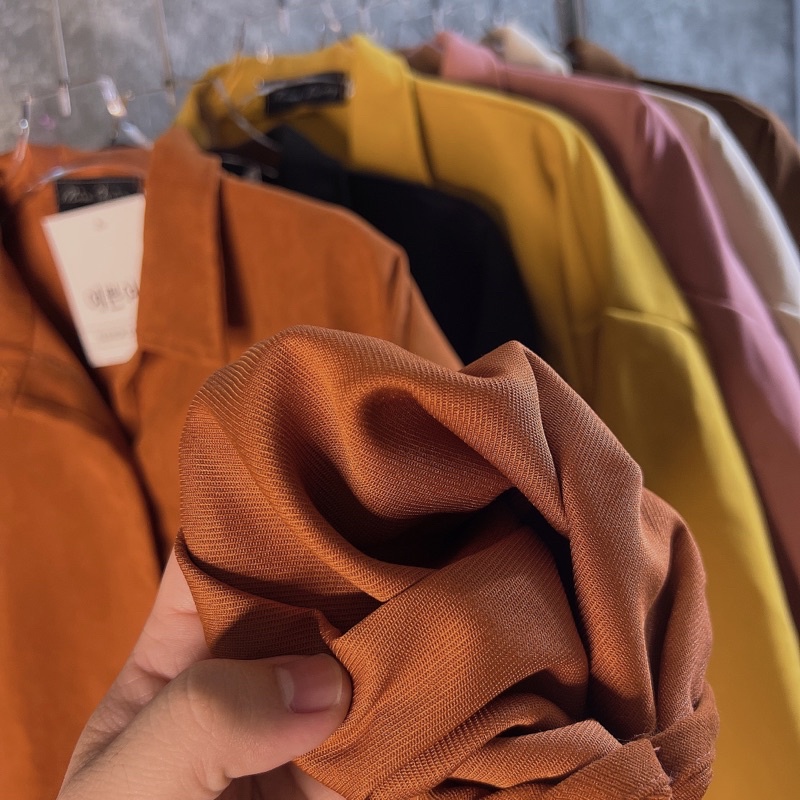 Áo Sơ Mi Nữ Vạt Bầu Trơn Tay Bồng Cánh Dơi_Vải Bố Nhung Gân QC Loại 1 May Kỹ Sắc Sảo_Vải Nhập Sịn Không Xù Bao Giặt Máy