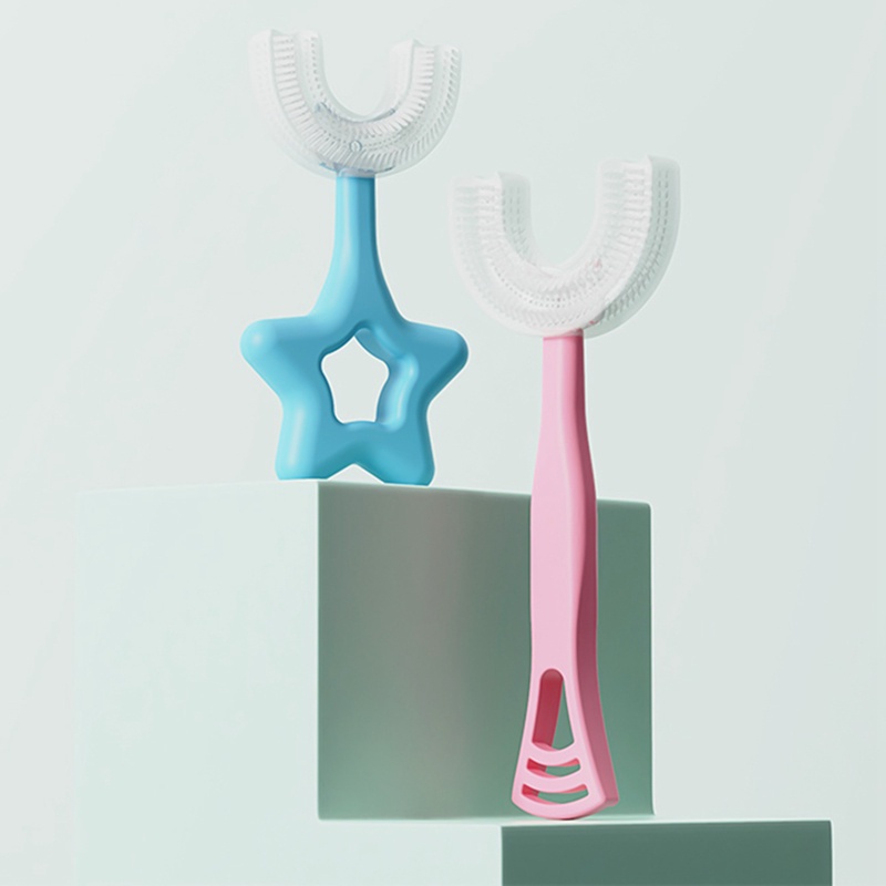 Bàn chải đánh răng silicon hình chữ U xoay 360 độ cho bé