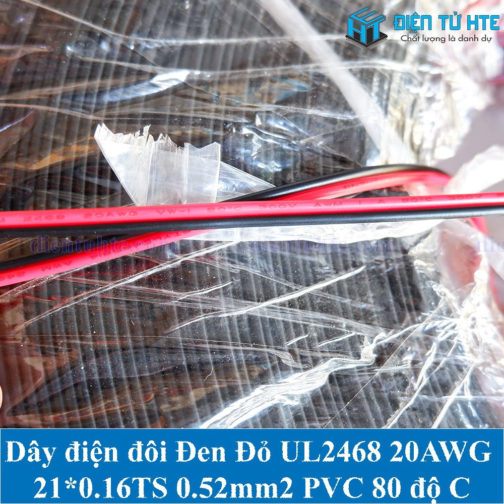 Dây điện đôi đỏ đen 2468 20AWG 21/0.16TS 0.52mm2 vỏ PVC 80 độ C (1 mét)