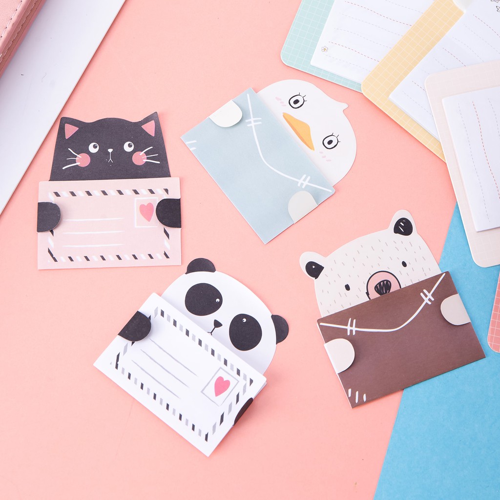 Set 15 giấy ghi chú 76×101mm hình động vật dễ thương