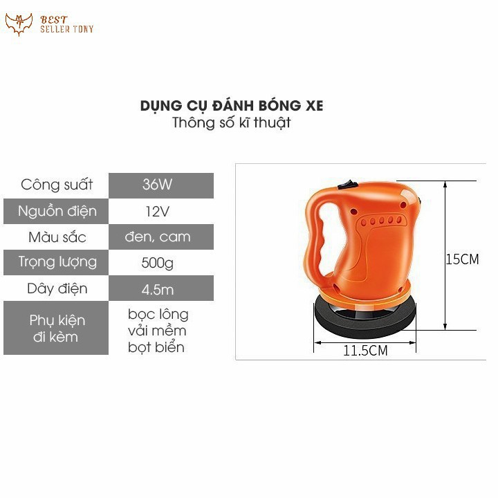 Máy đánh bóng xe hơi cầm tay mini 12V - Giá siêu hấp dẫn