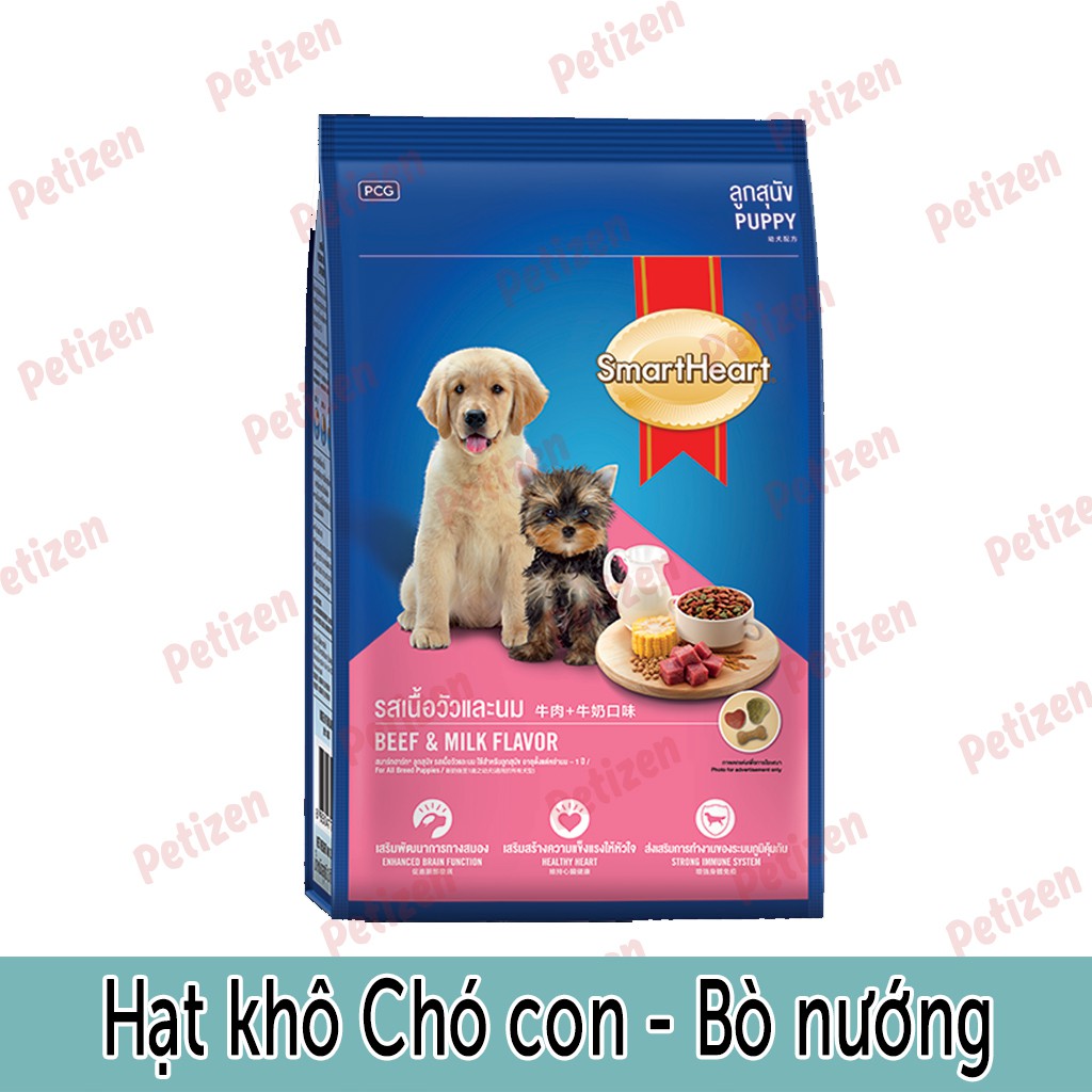 SmartHeart Puppy - Thức ăn chó con - Bò và Sữa - Túi 400g