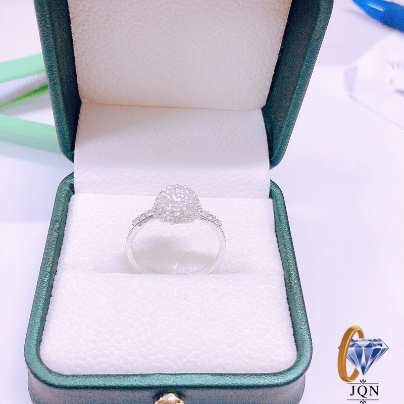 Nhẫn bạc thật, nhẫn nữ mặt cầu tròn đính đá nhỏ xinh xắn/ Trang sức JQN