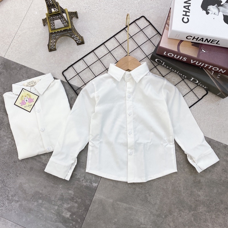 Áo sơ mi trắng tinh khiết sang trọng cho bé yêu 9-45kg