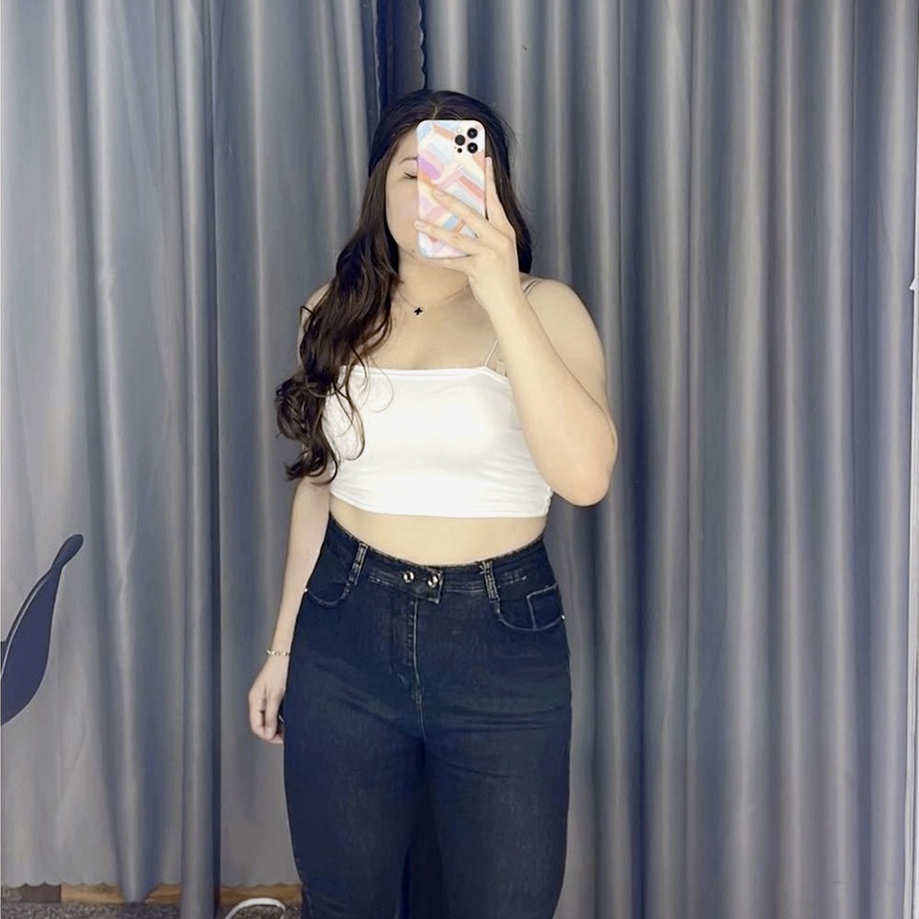 Quần Jeans Denim Xám Tây 2 Nút 1045, Lưng Siêu Cao, Co Giãn Mạnh