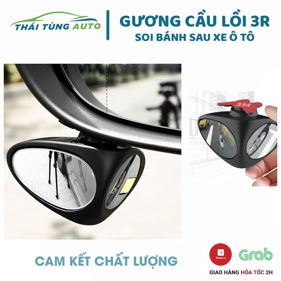 Gương cầu lồi ô tô 3R soi bánh xe xóa điểm mù gắn kính chiếu hậu xoay 360 độ