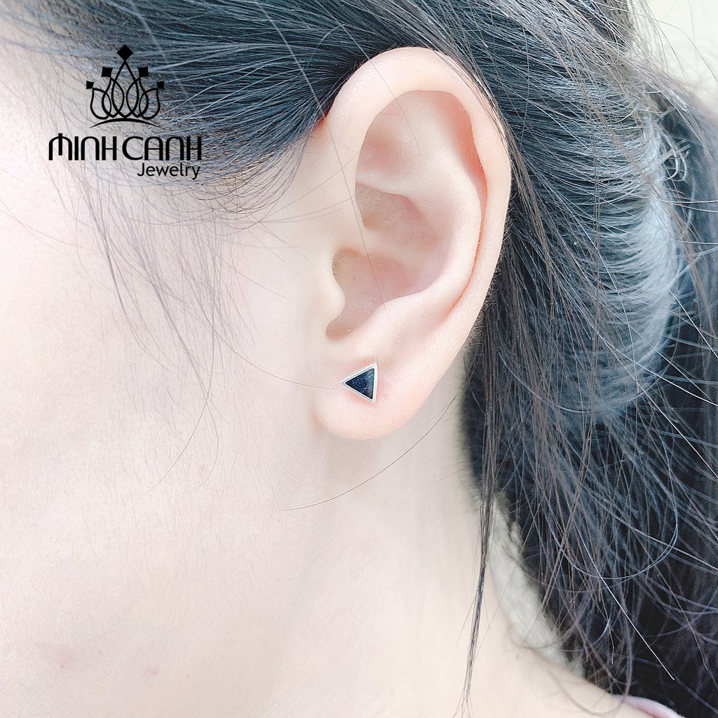 Bông Tai Bạc Tam Giác Đen - Minh Canh Jewelry