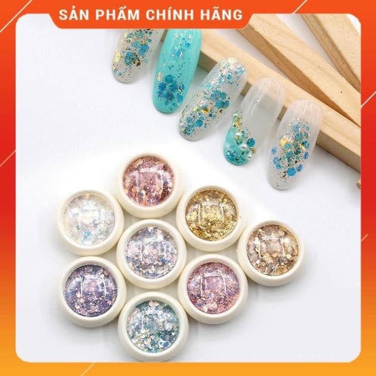NAIL set trang trí móng tay nhũ vảy cá 9D 8 hũ