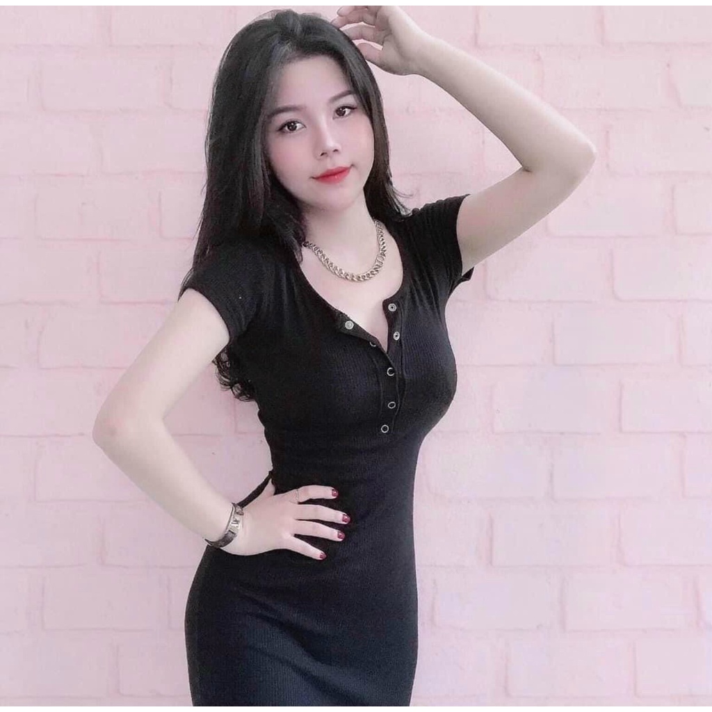 Đầm body cúc bấm sexy