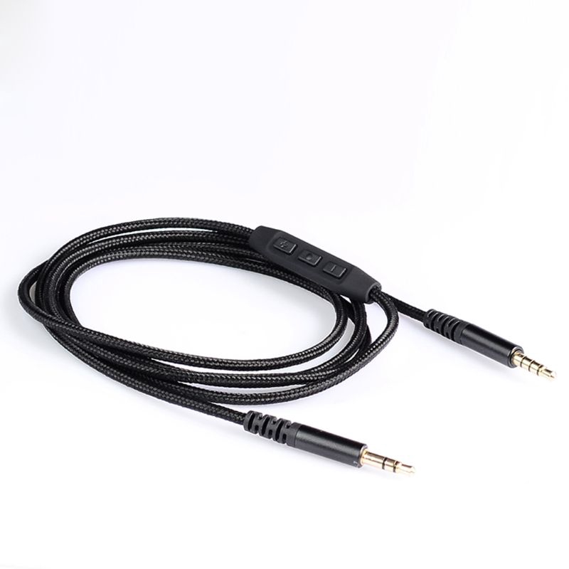 Dây cáp dạng bện 1.4m hai đầu jack 3.5mm có nút điều chỉnh âm lượng