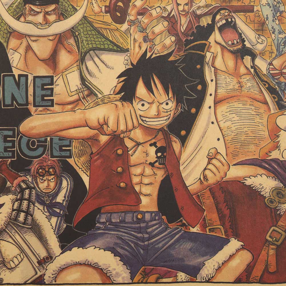 Poster hình nhân vật phim One Piece phong cách Vintage trang trí quán cà phê