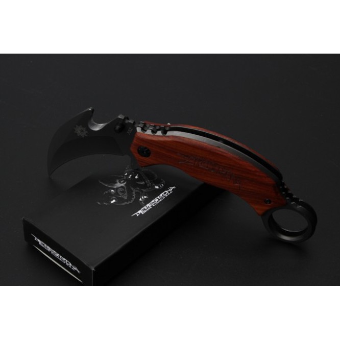 Dao Phượt Gấp karambit X52 Báng Gỗ