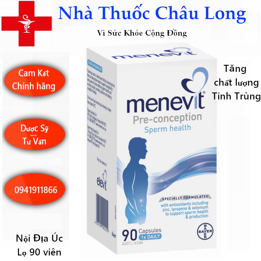 Mẫu Mới - MENEVIT- Viamin cho nam giới 30 90 viên của Úc, tăng chất lượng