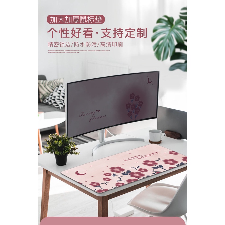 Tấm Lót Chuột Và Bàn Phím Máy Tính Cỡ Lớn Màu Hồng Xinh Xắn Tiện Dụng