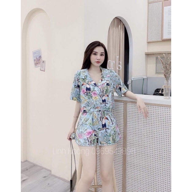 SÉT BỘ VEST HOA XANH QUẦN ĐÙI