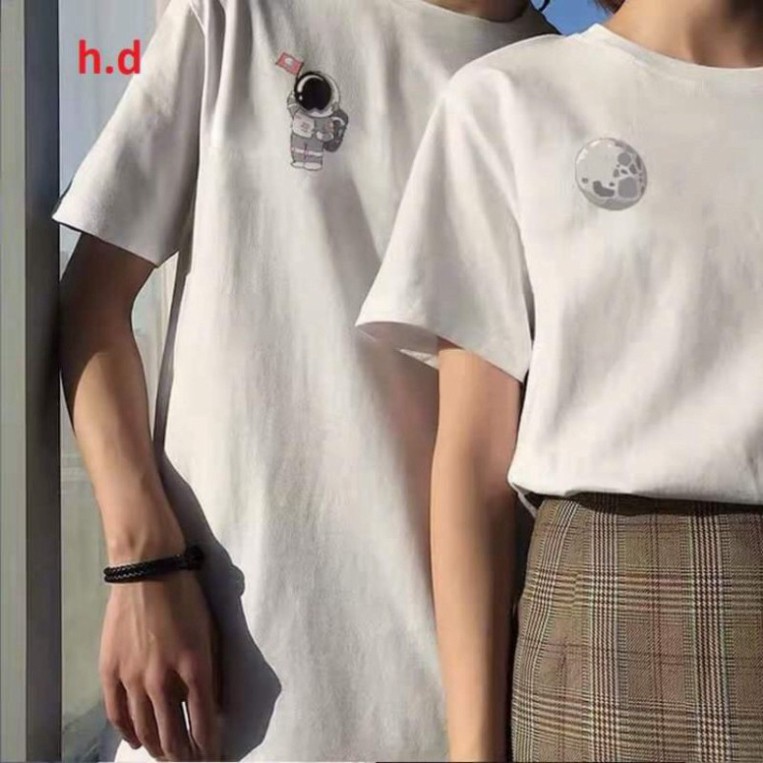 áo thun đôi ngắn tay nam nữ, áo phông hè đôi người sao hỏa chất cotton mềm mát form rộng unisex freesize mặc đôi nhóm