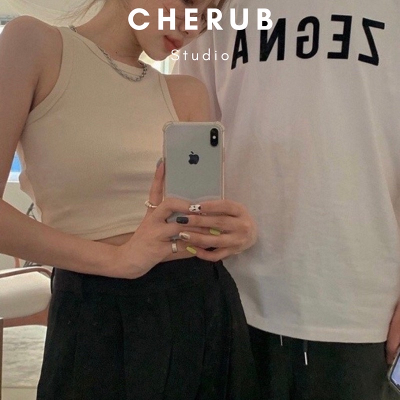 Áo croptop nữ basic, áo ba lỗ thun tăm Cherub