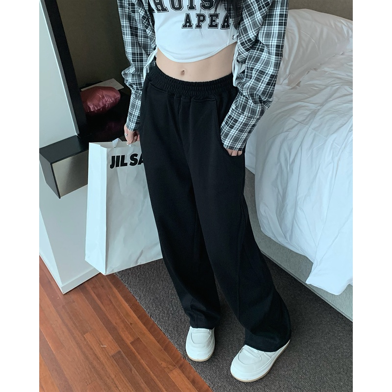 Quần Kaki Ống Rộng Lưng Cao Phong Cách retro Mới