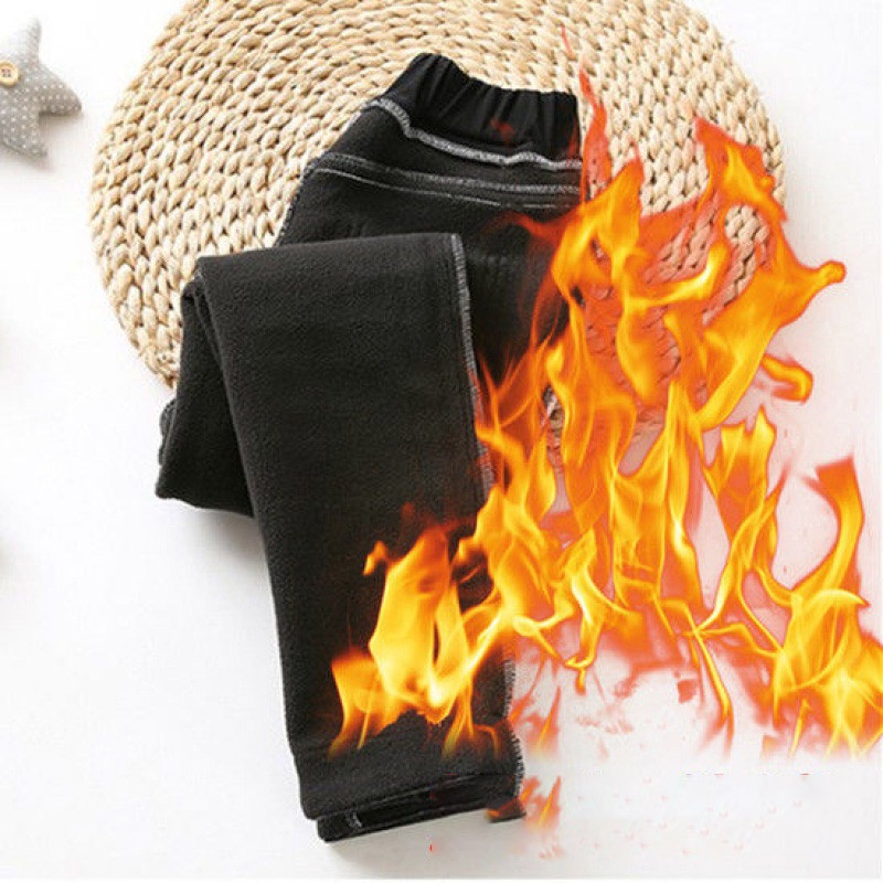 Quần jean IQ ANGEL lót lông cừu dày dặn giữ ấm tùy chọn họa tiết dành cho bé gái