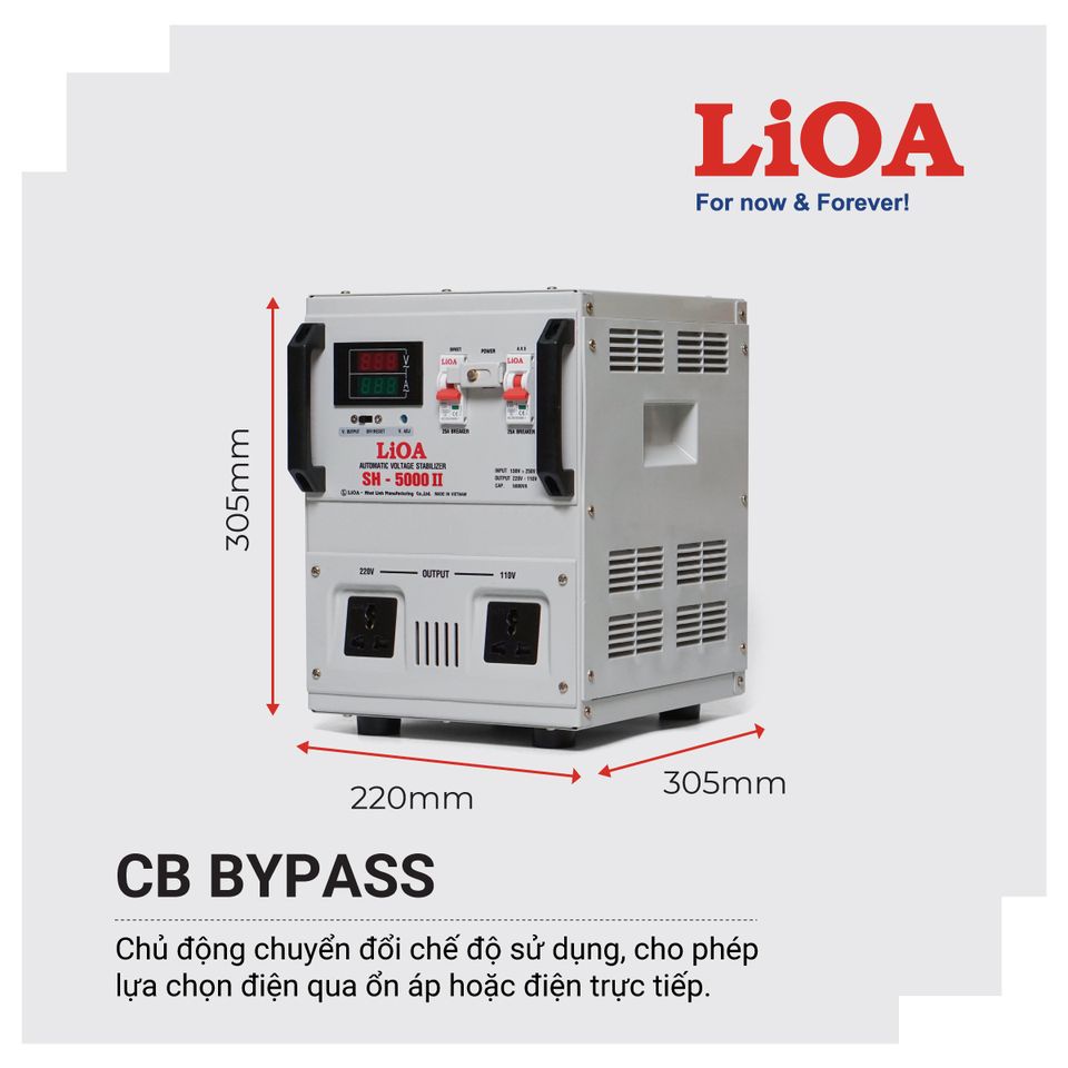 [MIỄN SHIP] Ổn Áp LiOA 5KVA SH-5000II Dải 130V - LiOA Nhật Linh 5KW 1 Pha 5000VA 5Kg 5000W