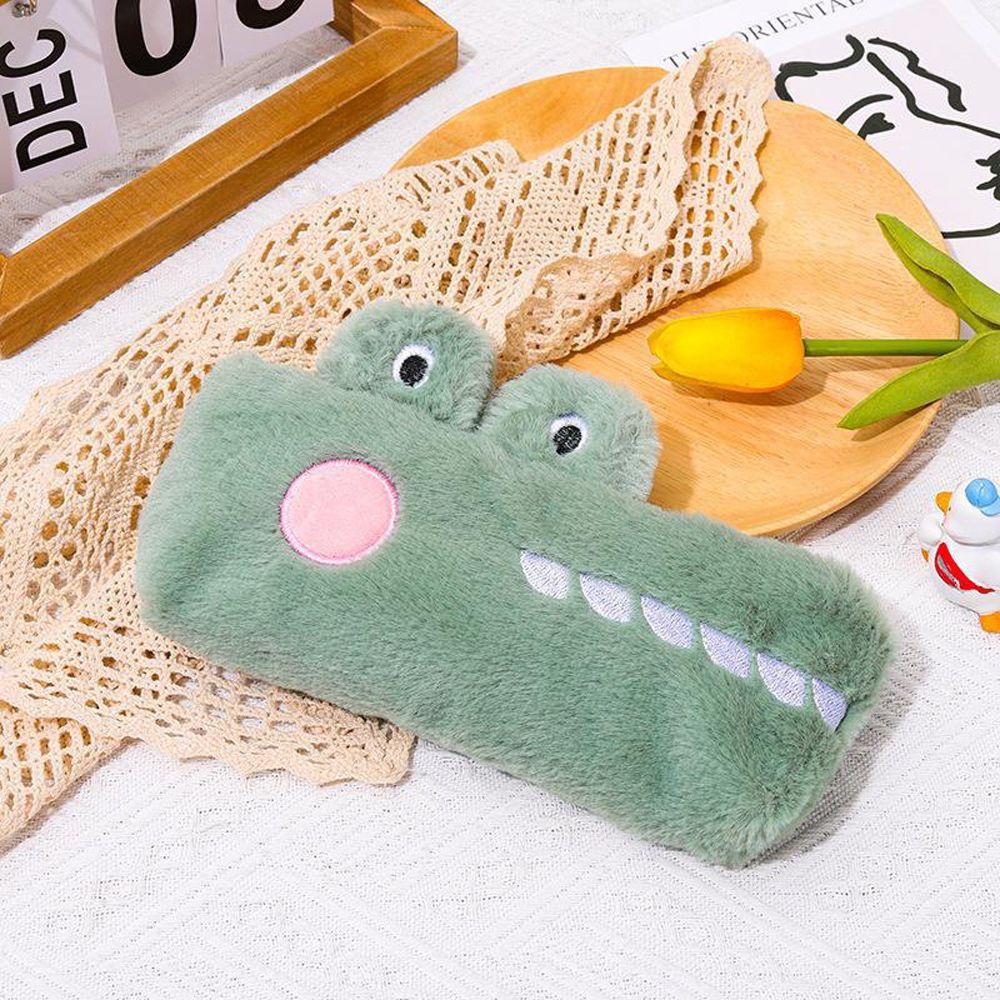 AUGUSTINE Túi Đựng Bút Cầm Tay Bằng Vải Bông Họa Tiết Cá Sấu Hoạt Hình Đáng Yêu Sáng Tạo Có Khóa Kéo