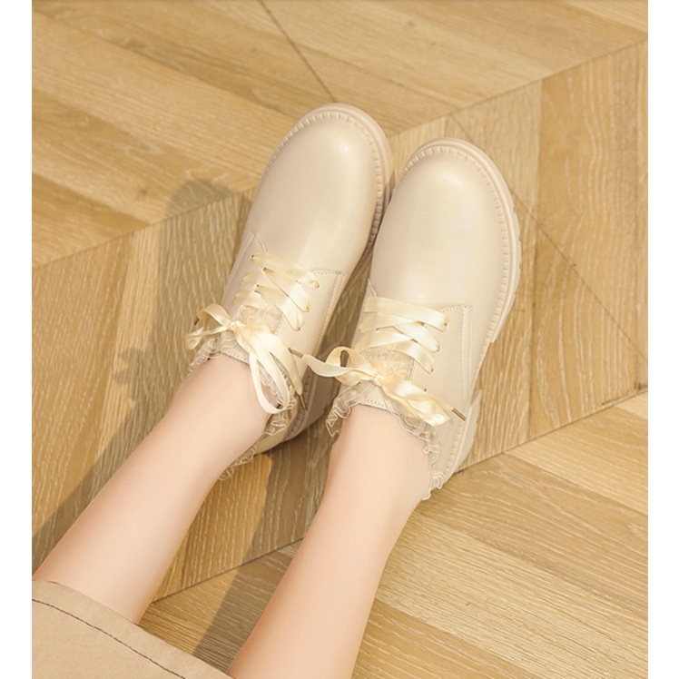 Giày LOLITA Giày Da Ren Hoa Đế Thấp 3CM Phong Cách Nhật Bản