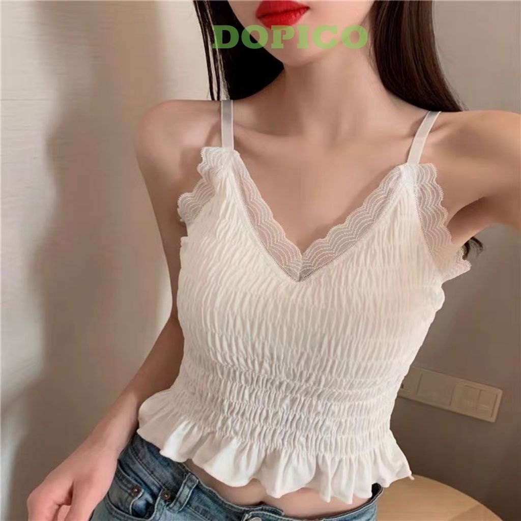 Áo bra ren dài nữ 2 dây đẹp, áo croptop nữ ôm body quyến rủ DOPICO B884