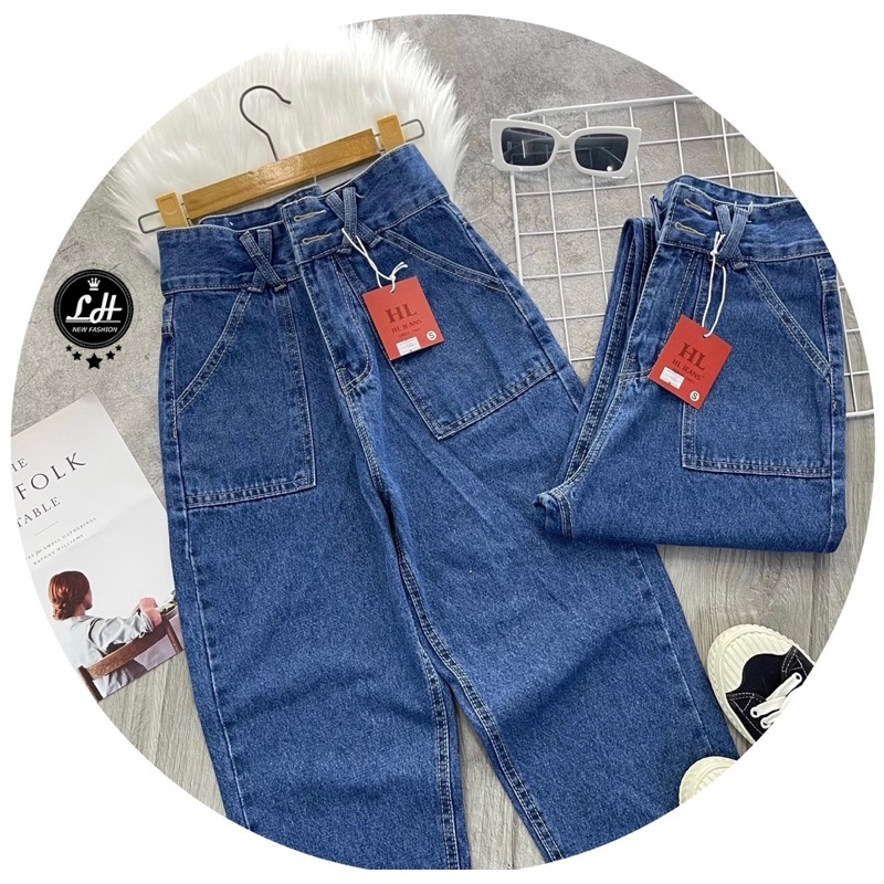 Quần baggy jean nữ túi đắp vuông Ms 173