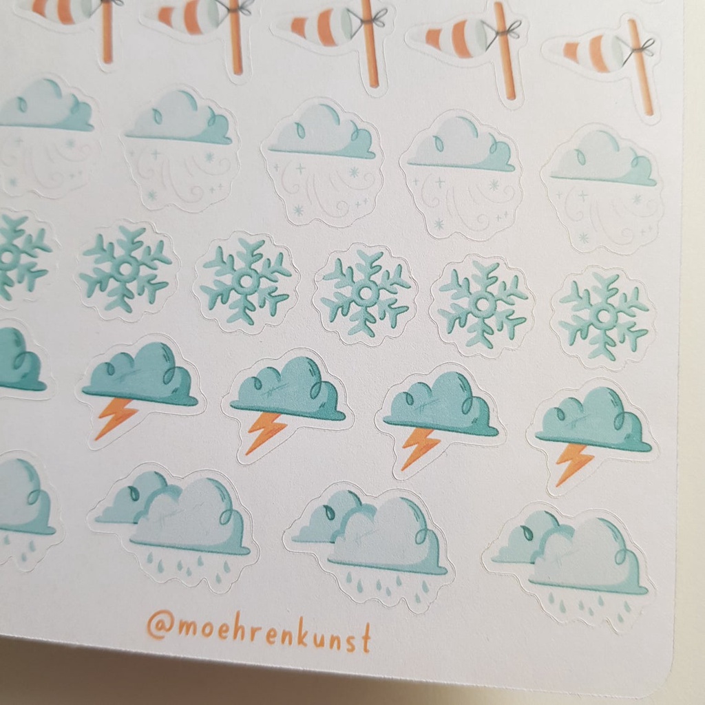 Essentials - Weather Stickers Cloudy - Chuyên dán sổ | Bullet Journal Stickers, Planner Stickers, Scrapbook Stickers