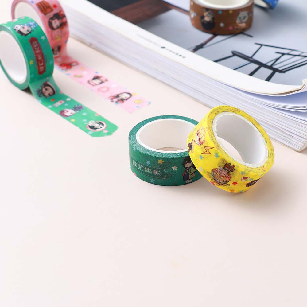 REBUY Anime Tapes Stickers DIY Crafts Demon Slayer Masking Tape Kimetsu No Yaiba Scrapbooking Nezuko Printed Pattern Stationery Tape Decorative Adhesive Paper