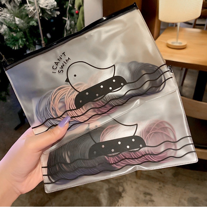 Bộ 100 dây cột tóc cao su trơn nhiều màu kèm túi zip xinh xắn cho bé