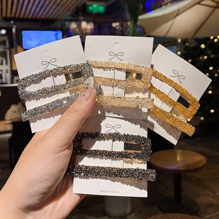 Set Kẹp Tóc Đính Đá Xinh Xắn Phong Cách Hàn Quốc Nhiều Màu Tùy Chọn Cho Nữ