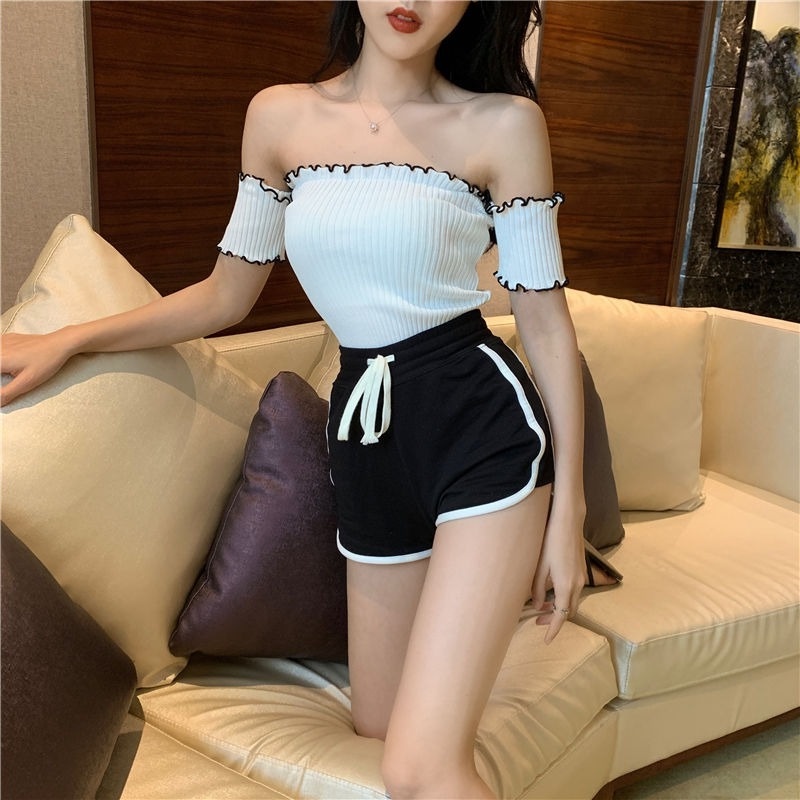 Áo Dệt Kim Trễ Vai Phong Cách Hong Kong Cho Nữ