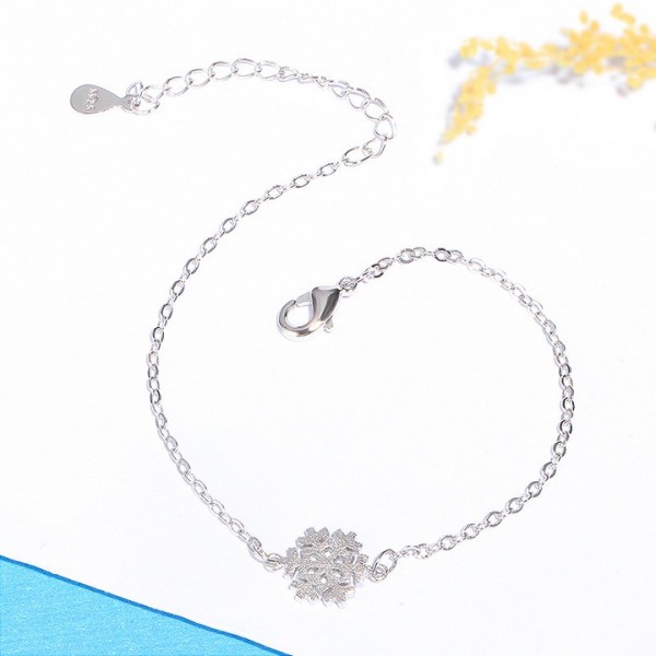 Vòng tay lắc tay bạc hoa tuyết phong cách Hàn Quốc xinh xắn dễ thương