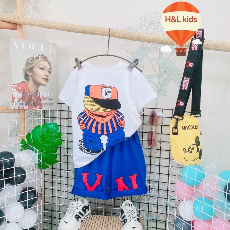 Bộ bé trai mèo Garfield áo in trước sau còn size 11,12