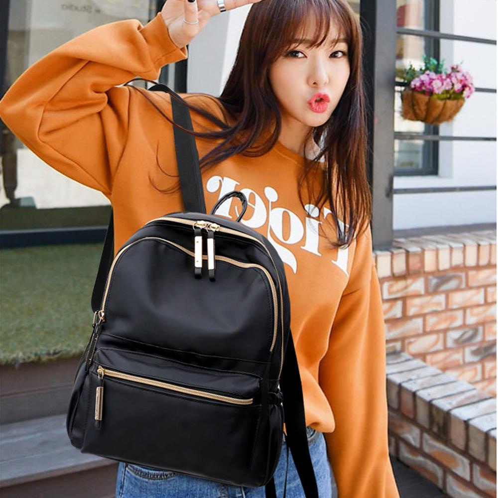 Ba Lô Đi Học / Du Lịch Vải Oxford Mềm Siêu Nhẹ Màu Đen