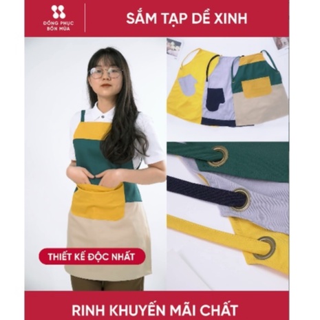 Tạp Dề Pha Chế, Phục Vụ Cao Cấp Trơn Đủ Màu Vải Kaki Phong Cách Hàn Quốc màu nổi bật dễ phối Hàng Mới 2022