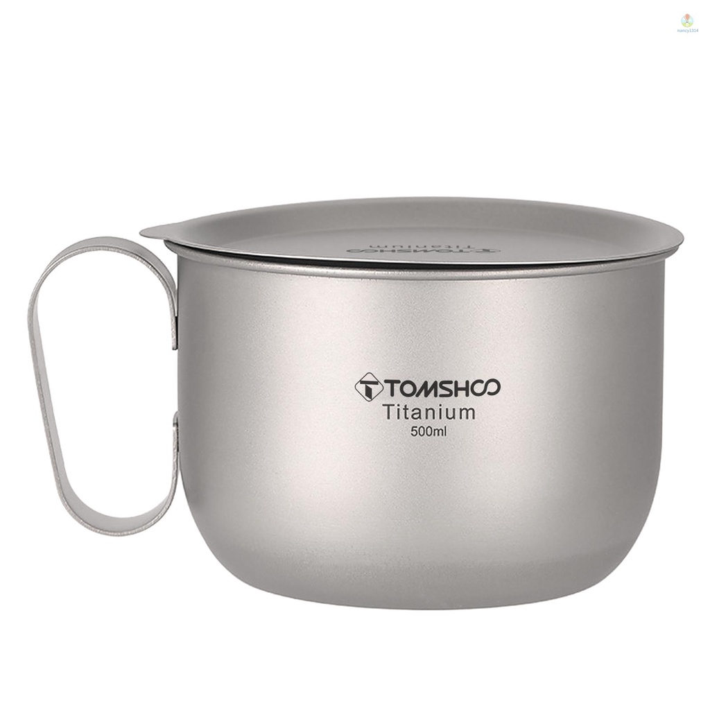 Cốc Uống Cà Phê Bằng Titan 500ml Kèm Nắp Và Tay Cầm Tiện Dụng Mang Theo Du Lịch / Cắm Trại