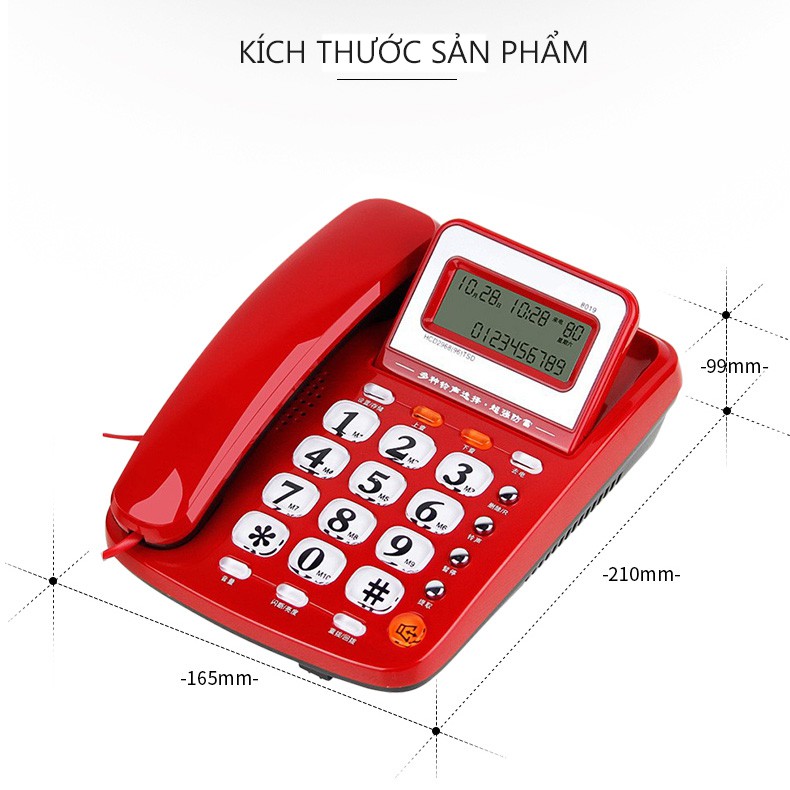 H25R/H25W Điện thoại cố định điện thoại bàn màu trắng và đỏ,  2 cổng nối POS và máy Fax  topsmarket898