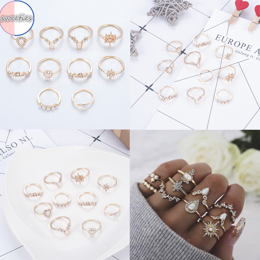 Bộ 10 nhẫn đính đá phong cách độc đáo dành cho phái nữ