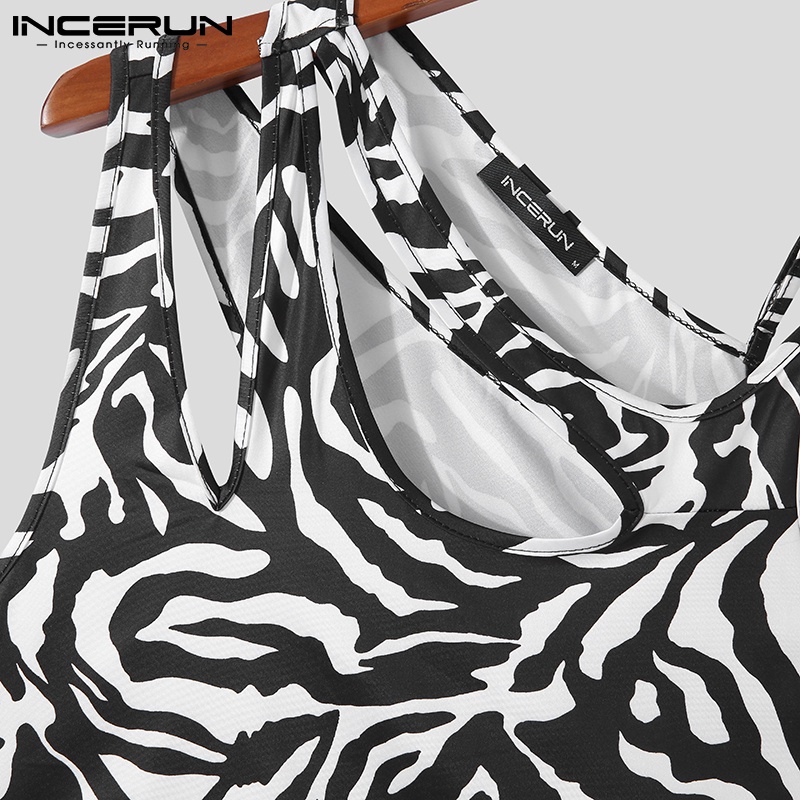 Áo thun ba lỗ INCERUN họa tiết ngựa vằn thời trang cho nam