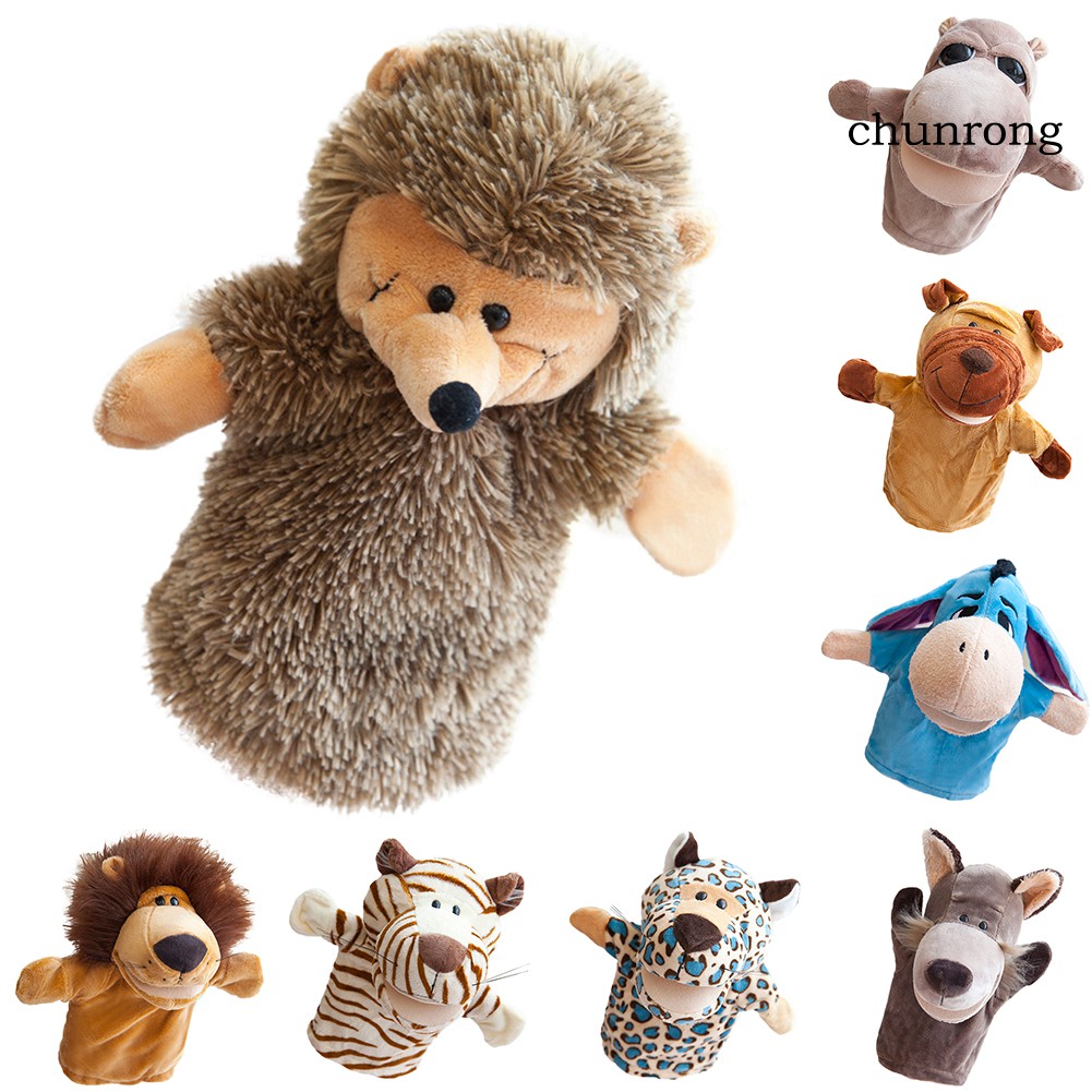 CR+Cartoon Sheep Lion Tiger Animal Plush Toy Kids Hand Puppet Soft Stuffed Doll