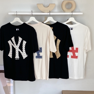 MLB Áo Thun Ngắn Tay Chất Liệu Cotton Thêu Trang Trí Cá Tính Thời Trang