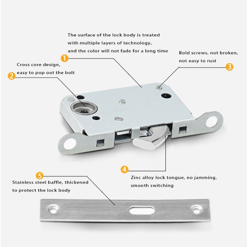 Kiss Đòn Bẩy Tay Nắm Cửa Trượt Hình Vuông Tiếng Trung Dễ Mở Khóa