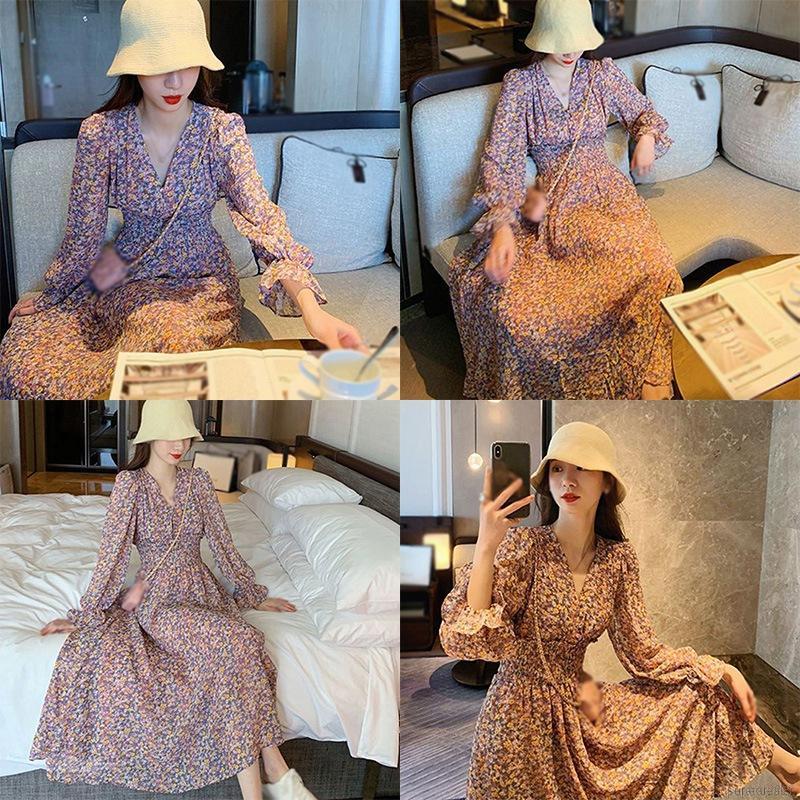 Đầm Voan Hoa Tay Dài Thời Trang Dành Cho Nữ | BigBuy360 - bigbuy360.vn