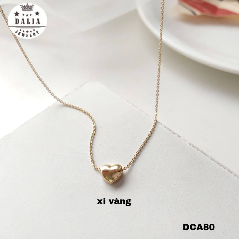 Bộ dây chuyền bạc nữ DaLiA Jewelry hình trái tim trơn, bạc và xi vàng